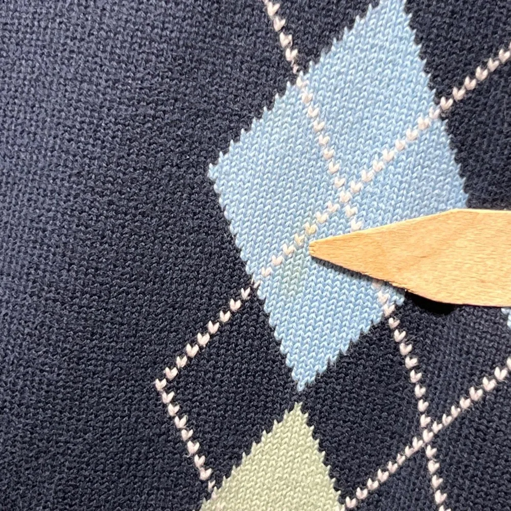 Vintage 90s Brooks Brothers Quarter Zip Sweater Mens XL Navy Blue Argyle‎